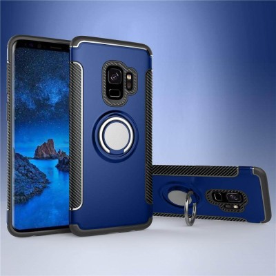 适用于三星Galaxy S9/S9 Plus手机壳，豪华磁性铠装硅胶盖金属环硬质外壳